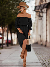 Load image into Gallery viewer, Frilled Off-Shoulder Flounce Sleeve Dress