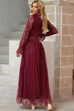 Load image into Gallery viewer, Scalloped Hem Flounce Sleeve Lace V-Neck Maxi Dress