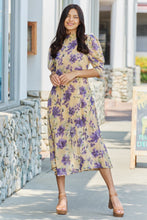 Load image into Gallery viewer, GeeGee Key To Love Puff Sleeve Floral Midi Dress in Yellow