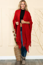 Load image into Gallery viewer, Justin Taylor Fringe Hem Open Front Knit Poncho