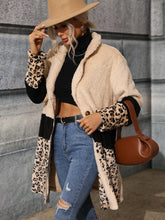 Load image into Gallery viewer, Leopard Color Block Longline Teddy Coat