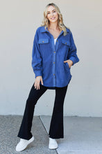 Load image into Gallery viewer, Heimish Full Size Button-Up Shirt Jacket in Denim Blue