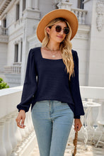 Load image into Gallery viewer, Waffle-Knit Puff Sleeve Square Neck Top
