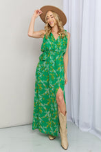 Load image into Gallery viewer, White Birch Full Size Printed Tie-Shoulder Belted Split Dress