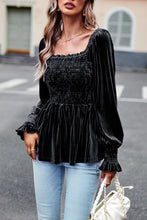 Load image into Gallery viewer, Smocked Square Neck Long Sleeve Blouse
