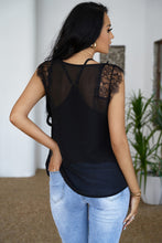 Load image into Gallery viewer, Eyelash Trim Spliced Lace V-Neck Tank