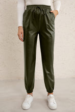 Load image into Gallery viewer, Elastic Waist PU Leather Joggers