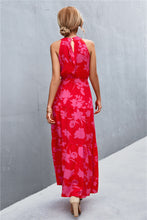 Load image into Gallery viewer, Printed Sleeveless Tie Waist Maxi Dress
