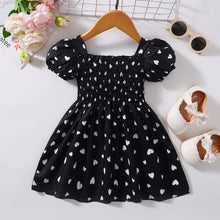 Load image into Gallery viewer, Heart Print Smocked Square Neck Dress