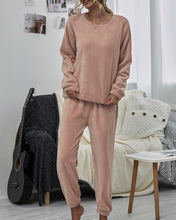 Load image into Gallery viewer, Dropped Shoulder Teddy Lounge Set