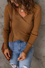 Load image into Gallery viewer, Crisscross Cutout High Neck Rib-Knit Sweater