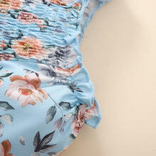 Load image into Gallery viewer, Girls Floral Smocked Flounce Sleeve Layered Dress