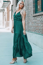 Load image into Gallery viewer, Frill Trim Tiered Halter Neck Maxi Dress