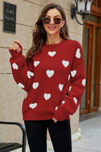 Load image into Gallery viewer, Heart Pattern Lantern Sleeve Sweater