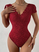 Load image into Gallery viewer, Lace Trim V-Neck Bodysuit