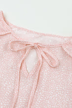 Load image into Gallery viewer, Printed Tie-Neck Ruffled Peplum Blouse