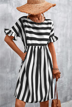 Load image into Gallery viewer, Striped Flounce Sleeve Dress
