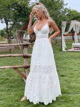 Load image into Gallery viewer, Plunge Button Front Eyelet Maxi Dress