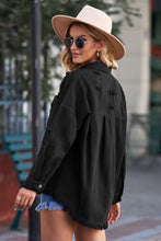 Load image into Gallery viewer, Distressed Fringe Trim Button Up Jacket
