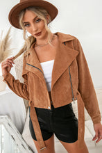 Load image into Gallery viewer, Belted Crop Corduroy Jacket