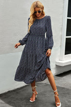 Load image into Gallery viewer, Ditsy Floral Round Neck Tiered Dress