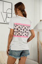 Load image into Gallery viewer, Leopard Color Block Side Slit Tee