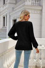 Load image into Gallery viewer, Waffle-Knit Puff Sleeve Square Neck Top