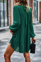 Load image into Gallery viewer, Tied Ruffle Collar Puff Sleeve Mini Dress