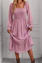 Load image into Gallery viewer, Swiss Dot Smocked Ruffle Hem Flounce Sleeve Dress
