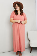 Load image into Gallery viewer, Zenana Full Size Short Sleeve V-Neck T-Shirt Dress with Pockets