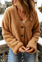 Load image into Gallery viewer, V-Neck Button Front Teddy Cardigan