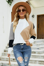 Load image into Gallery viewer, Color Block Mock Neck Ribbed Trim Sweater