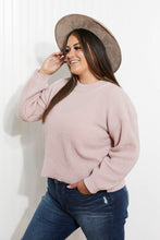 Load image into Gallery viewer, Heimish Losing Track Full Size Hem Detail Rib-Knit Sweater in Blush
