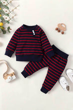 Load image into Gallery viewer, Baby Striped Decorative Button Top and Joggers Set