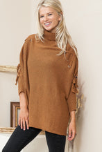 Load image into Gallery viewer, Justin Taylor Turtleneck Lace-Up Dolman Sleeve Sweater