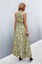 Load image into Gallery viewer, Printed Sleeveless Tie Waist Maxi Dress