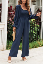 Load image into Gallery viewer, Smocked Long Flounce Sleeve Square Neck Jumpsuit