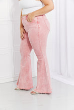Load image into Gallery viewer, Color Theory Flip Side Fray Hem Bell Bottom Jeans in Pink