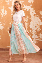 Load image into Gallery viewer, Floral Color Block Smocked Waist Maxi Skirt