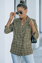 Load image into Gallery viewer, Plaid Double-Breasted Long Sleeve Blazer