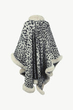 Load image into Gallery viewer, Animal Print Faux Fur Trim Poncho Jacket