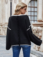Load image into Gallery viewer, Dropped Shoulder Boat Neck Long Sleeve Sweater