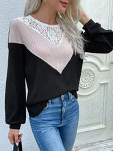 Load image into Gallery viewer, Lace Yoke Waffle Knit Top