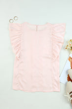 Load image into Gallery viewer, Round Neck Frill Trim Butterfly Sleeve Top