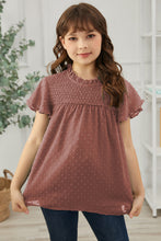 Load image into Gallery viewer, Girls Swiss Dot Smocked Flutter Sleeve Blouse