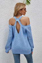 Load image into Gallery viewer, Cutout Cold-Shoulder Rib-Knit Sweater