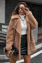 Load image into Gallery viewer, Button Front Lapel Collar Teddy Coat
