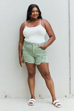 Load image into Gallery viewer, RISEN Katie Full Size High Waisted Distressed Shorts in Gum Leaf