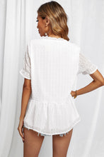 Load image into Gallery viewer, Swiss Dot Deep V Flounce Sleeve Blouse
