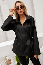 Load image into Gallery viewer, Drawstring Elastic Waist Hoodie Jacket